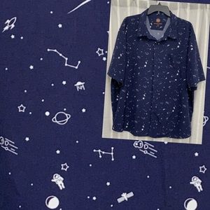 Mountain and Isles XXL Space Print Button-Up 🌌🚀